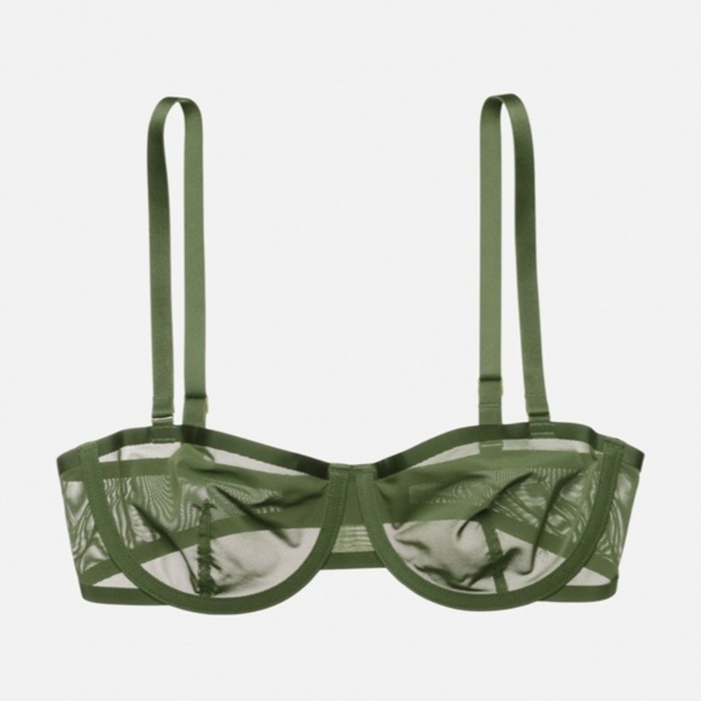 cuup balconette bra in olive green